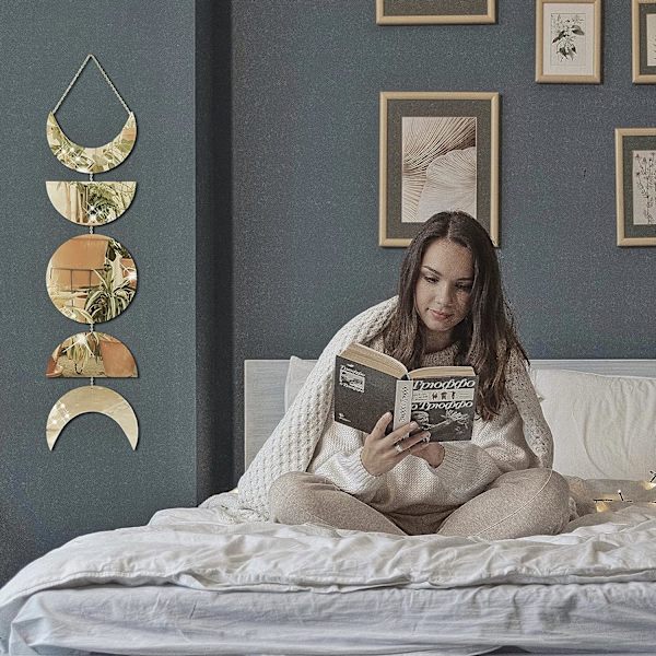 Kuuvaiheiden seinäkoriste | Akryylinen koristeellinen kuunvaihepeili Boho