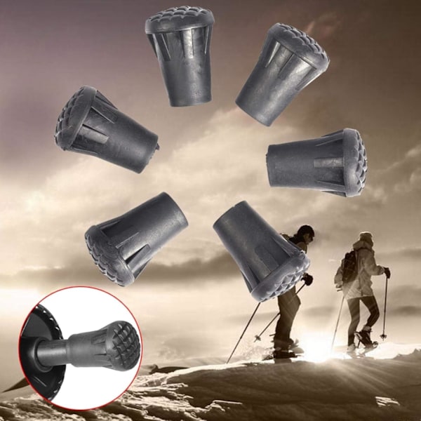 6 stk./sæt Vandrestavsspidser Anti-Slip Vandrestavsspidser Trekking Vandrestavsgummibeskyttelse Vandrestavsspidser
