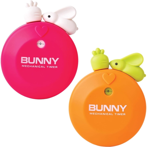 Timer för barn, magnetisk kökstimer, 60-minuters visuell timer (kanin) - 2-pack
