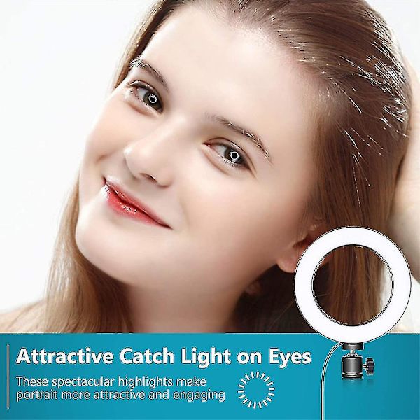 6'' Selfie Ring Light med stativ, videokonferansebelysning, webc