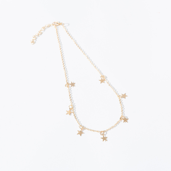 Lucky Star Choker Halsband Hänge Tassels Kedja Statement Halsband