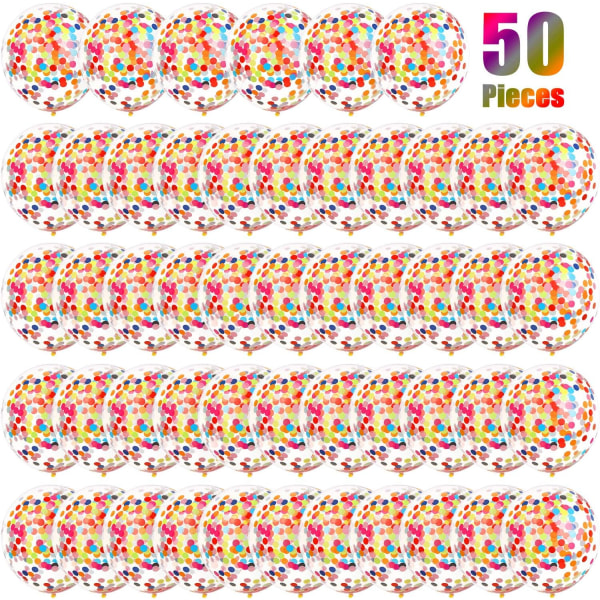 50 Pieces Rainbow Multicolor Confetti Balloons 12 Inches Latex Ba