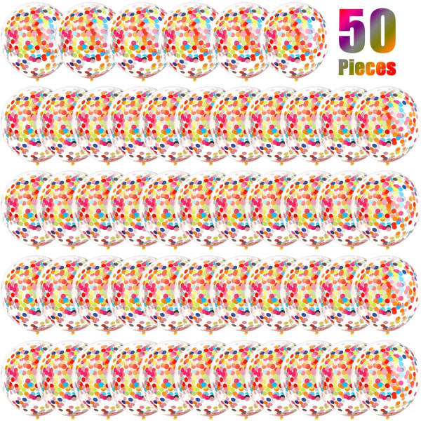 50 stycken Rainbow Multicolor Confetti Ballonger 12 Inches Latex Ba