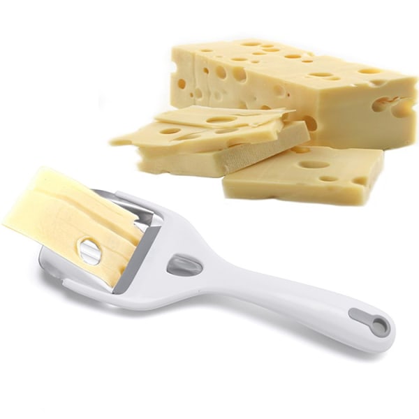 Kjøkkenosthøvel i rustfritt stål, justerbar bærbar ostekutter med 2 ostebiter, non-stick og ergonomisk