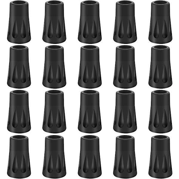 20 stk/10 par 12mm erstatningsgummi-tupper for Nordic Walking-stenger, asfaltpute for vandrestenger