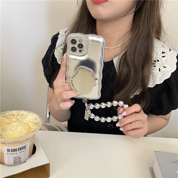 Til iPhone 13 Pro Max Etui Klart Armbånd 3D Glitter Sparkle Bling