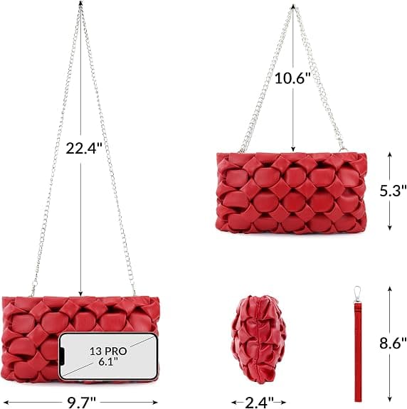 Punge til kvinder - Aftenhåndtasker - Designer Crossbody-tasker med kæde - Rød