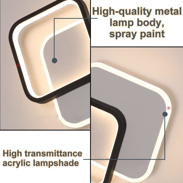 29W innendørs vegglampe, moderne design vegglampe, 3 fargetemperaturer RA≥85 design vegglampe, svart hvit vegglampe for soverom stue trapp gang