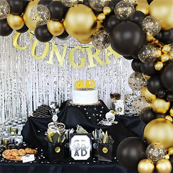 105 st svart och guld ballongbåge kit, 5 10 tum latex