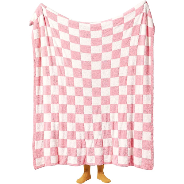 Tæppe Checkerboard Gingham Varmer Komfort Plys Vendbar