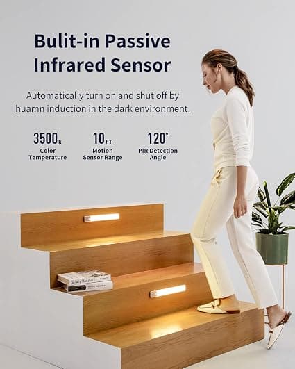 LED-skaplys, 48 LED-batteridrevne lys med bevegelsessensor