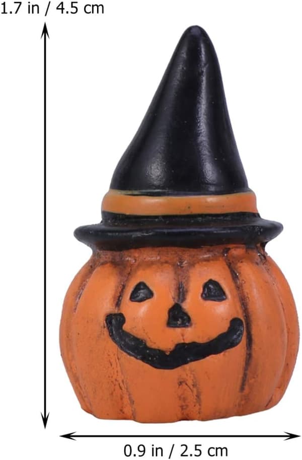 1 stk Halloween-dekorasjon Mini Resin Craft Gresskarhode med hatt H