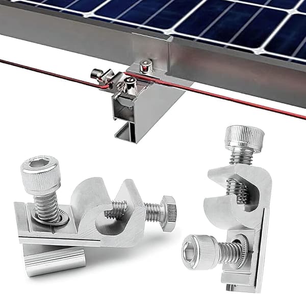 Solcellepanelbrakett, solcellepanel jordingsklemme, 4 stk. aluminium PV solcellepanel endeklemmer, kompatibel med solcellemonteringssystem, M6