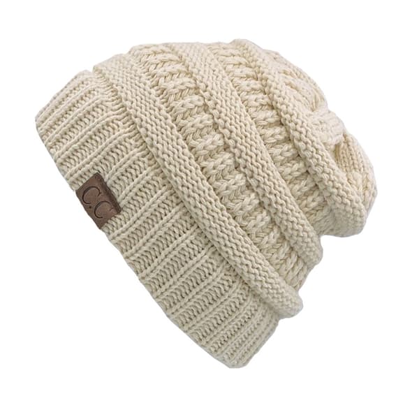Blød stræk kabel strik varm chunky hue skully vinter hat
