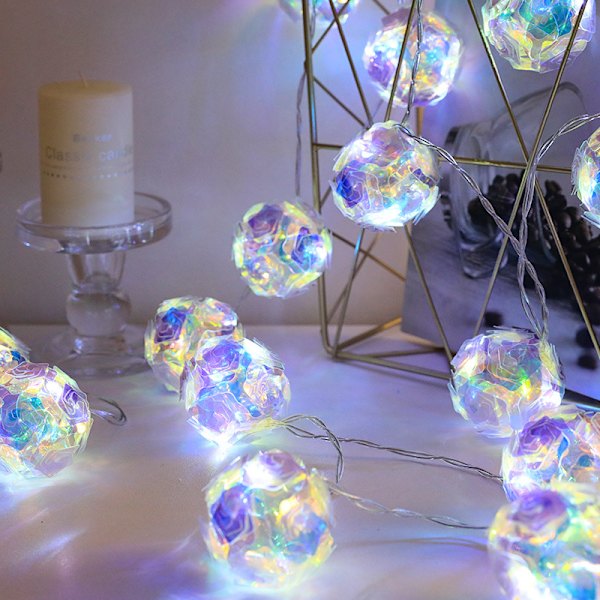 20 LED batteridrivna ljusslinga romantiska blommor ros fe-ljus