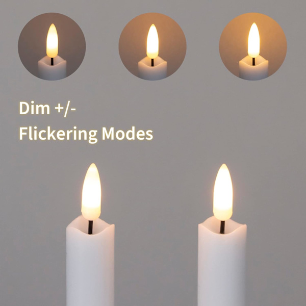 LED-flamlösa ljus med fjärrkontrolltimer, batteridrivna flimrande silve