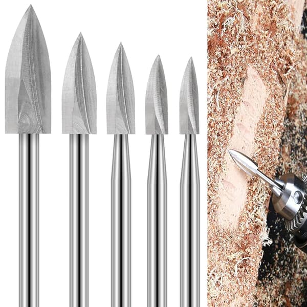 Träsnideri Borr Set, 5 st Träsnideri Borr med 1/8\" Skaft