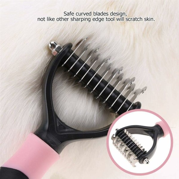 Pet Grooming Rakes, Dobbeltsidig Knot Comb for Grooming Removing