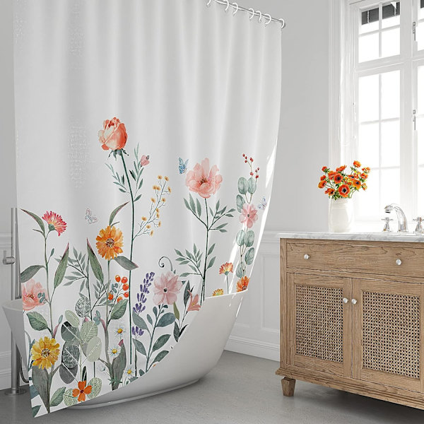 Boheme badeforhæng, blomster badeforhæng, farverigt vestligt rose badeforhæng, sommer badeforhæng, moderne badeforhæng