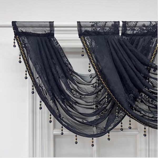 Blonder Waterfall Valance Vindusgardin Blomsterbrodert Semi Sheer Kitche