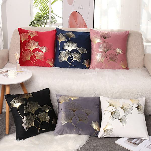 Set med 6 stk putetrekk 45X45cm Ginko blader mønster myk dekor