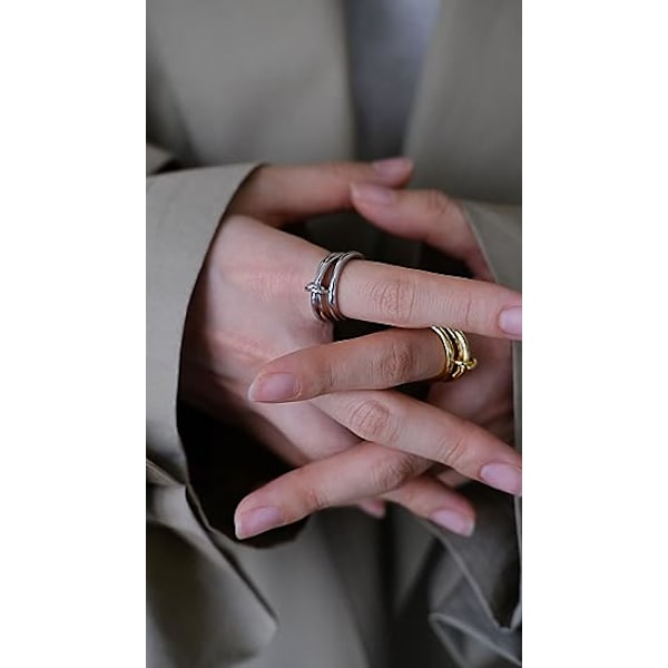 Stablet Wire Ring med Kink Design, Gullbelagt og Sølvbelagt i To Farger for