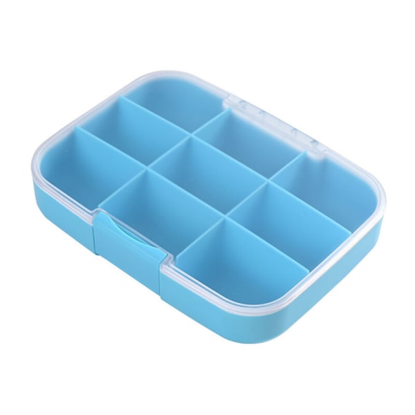 Pillbox, blå stor kapacitet nio fack vattentät pillerbox
