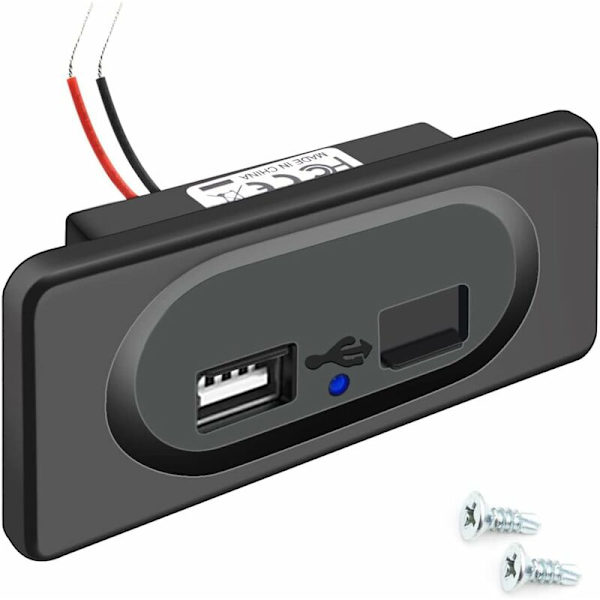 Dobbelt USB-billader-stikkontakt 12V/24V 3.1A USB-billaderpanel Vandtæt opladningsstik til motorcykel, campingvogn, lastbil, autocamper, både