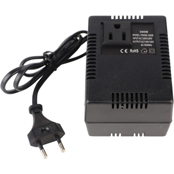 Pluggomvandlare, 300W Strömtransformator Spänningsomvandlare AC 220V till 110V Resepluggadapter för Bärbara datorer, Kameror (EU-kontakt)