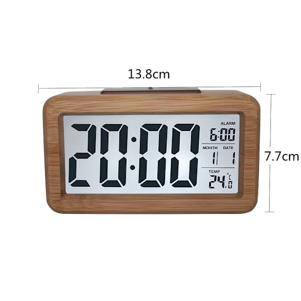 Digital väckarklocka, Sängbordsklocka, Trä Digital Väckarklocka, LED Digital Klocka, Digital Klocka LED Väckarklocka Digital Klocka med Tid, Datum, Temperatur