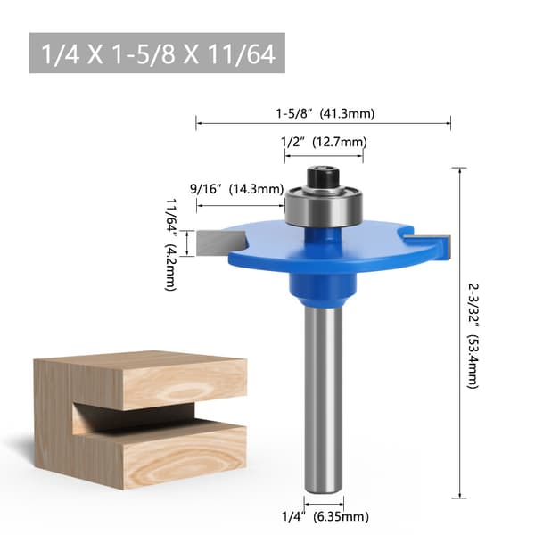 1/4'' Tømrerfræser til Kiks Jointer Slot Træ Router Bits Diameter 41mm