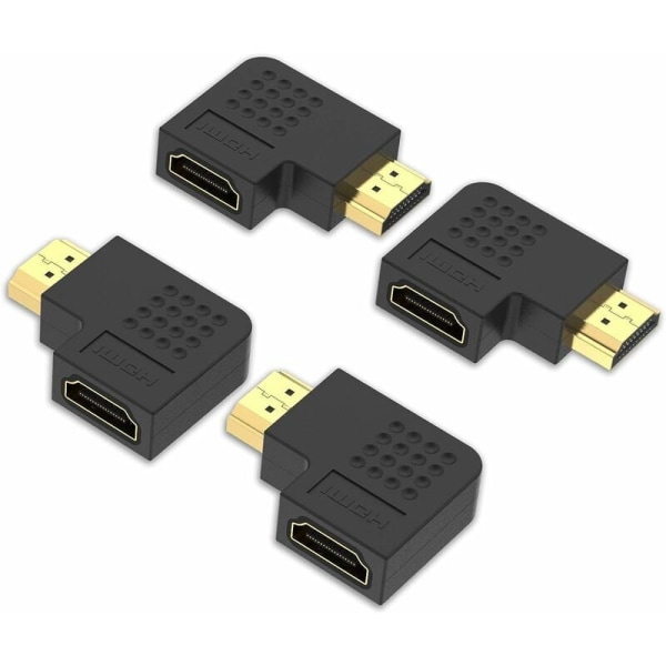 4-pack vinklad HDMI-adapter HDMI-koppling 90 graders hane till hona vertikal platt adapter