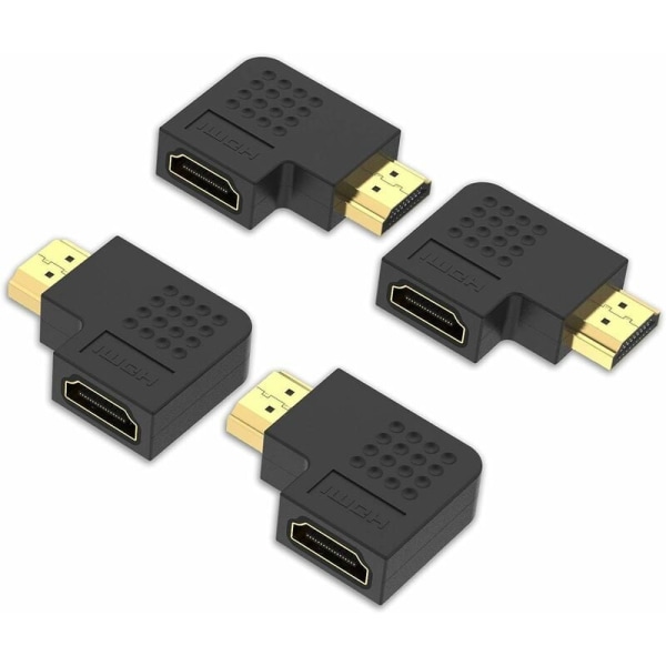 4-pakks vinklet HDMI-adapter HDMI-kobling 90 graders hann til hunn vertikal flat adapter