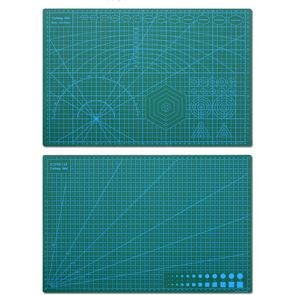 Sklisikker A3 skjærebrett 2 sider - Selvhelbredende trykte skjærebrett - Grønn - 45 x 30 cm - A3 skjærebrett for quilting, sying, scrapbooking，En del
