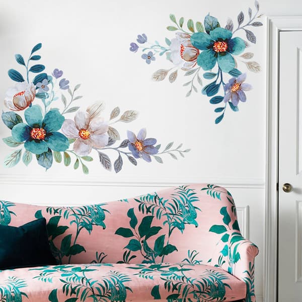 En uppsättning vackra blommiga väggdekaler Väggdekal Väggdekor