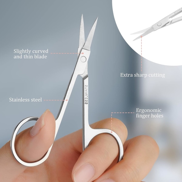 3Pcs Nail Scissors, Professional Cuticle Scissors, Eyebrow Scisso