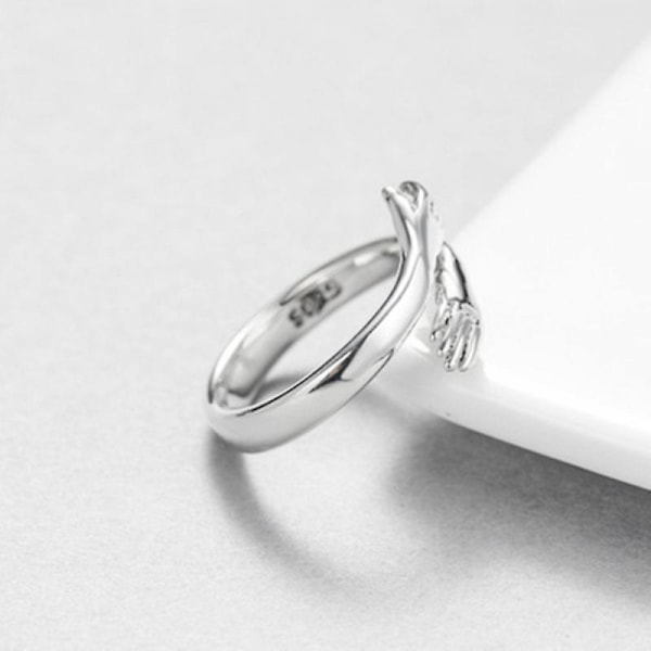 Sterling Sølv Smykker Kærlighed Kram Ring Retro Mode Tide Flow Åben Ring (4stk)