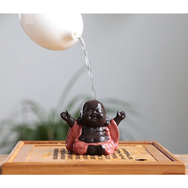 Skrattande Maitreya Buddha, Buddha-staty i keramik, prydnadste för te, miniatyr Buddha-prydnader, heminredning trädgårdsdekorationer