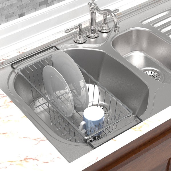 Simple Houseware Over Sink Counter Top Dish Drainer Drying Rack,