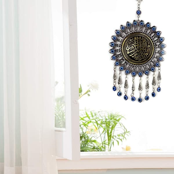 Turkosblå onda ögats pärlor prydnad amulett delikat blå glas P