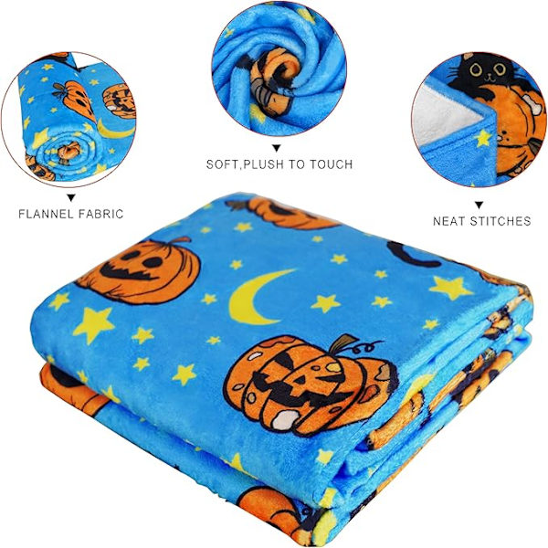 130*150cm Syksyn Halloween-peitto Halloween-heittäjäpeittoja ja heittoja Syksyn kurpitsaheittäjäpeitto Superpehmeä, mukava ja pörröinen sohvalle ja tuolille