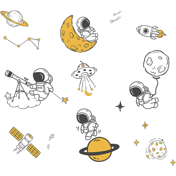 Rymd astronaut väggdekal dekorativ självhäftande konst väggdekaler för barn