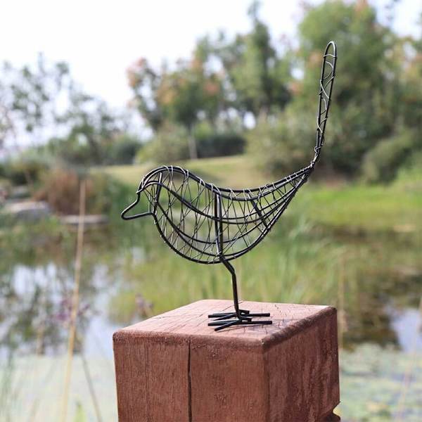 Have Dekoration Fugl Smedejernsdyr Figurer Metal Samleobjekt Statue til Hjem Have Dekoration (Sort),0.07kg