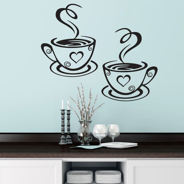 2 kpl Coffee Bar Wall Decor Kahvikuppi seinätarra keittiöön W