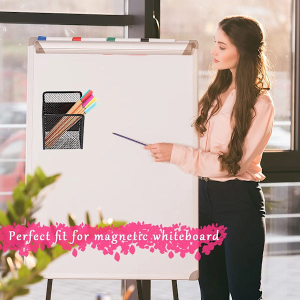 Magnetisk pennhållare - Extra starka magneter Pennhållare i nät Perfekt för whiteboard, kylskåp och skåptillbehör (1 korgar)