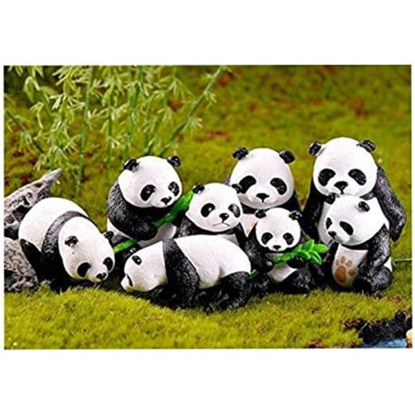 8 stk. Miniatyrhagedekorasjon Dyr Søt Panda Mini Fe S