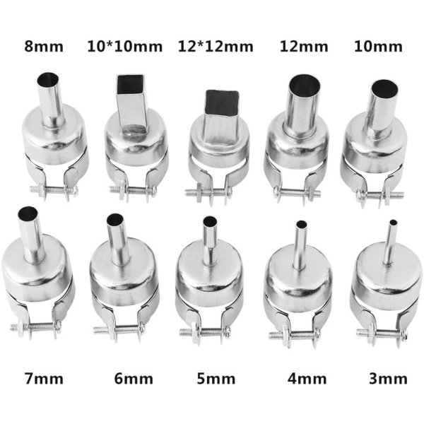 10 stk/sett varmepistol dyse sett for varmlufts loddestasjon reparasjon