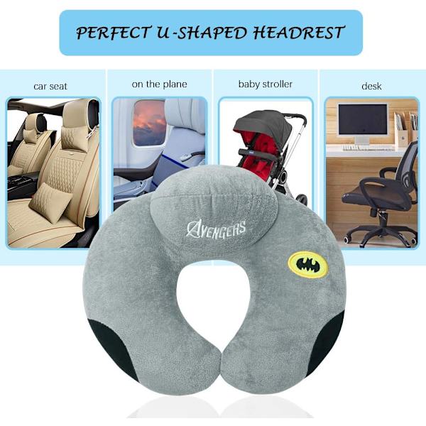 Memory Foam U-formet pude, rejsepuder, rejsepude, der understøtter hoved, nakke og hage for maksimal komfort, grå
