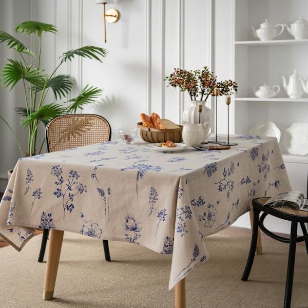 Liten bi blommigt mönster skiss fräsch bomull linne bordsduk B
