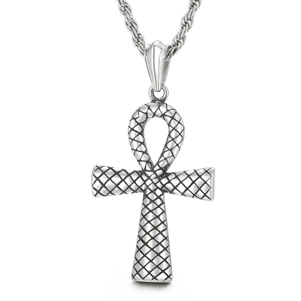 925 Sterling Silver egyptiska Ankh Cross Charm hängande halsband